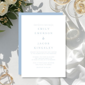 Invitación Boda Azul Minimalista Elegante