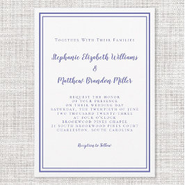 Invitación Boda Azul Minimalista Moderna Simple