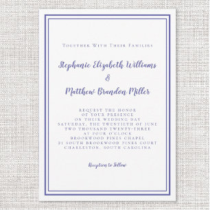 Invitación Boda Azul Minimalista Moderna Simple