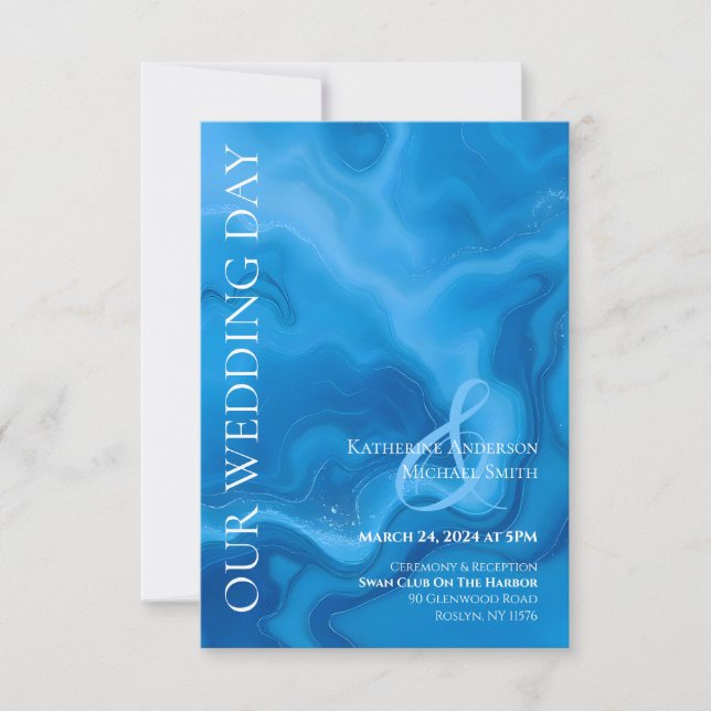 Invitación Boda-azul moderno (Anverso)