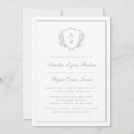 Invitación Boda Azul Monogramada