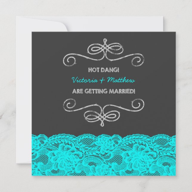 Invitación Boda azul negro y turquesa (Anverso)