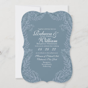 Invitación Boda azul oscuro ventilado botánico