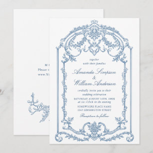 Invitación Boda azul oxidado y floral de Grace