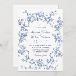 Invitación Boda azul oxidado y floral de Grace
