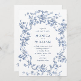 Invitación Boda azul oxidado y floral de Grace
