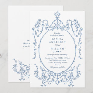 Invitación Boda azul oxidado y floral de Grace