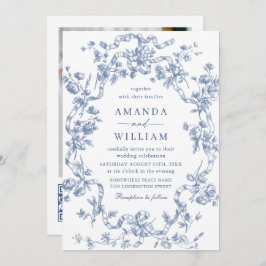 Invitación Boda azul oxidado y floral de Grace
