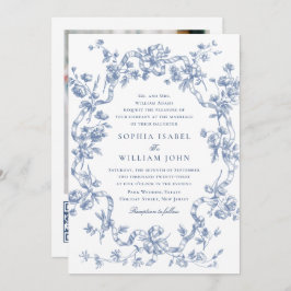 Invitación Boda azul oxidado y floral de Grace