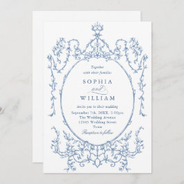 Invitación Boda azul oxidado y floral de Grace