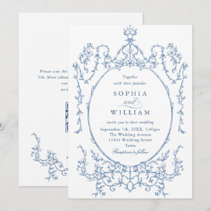 Invitación Boda azul oxidado y floral de Grace