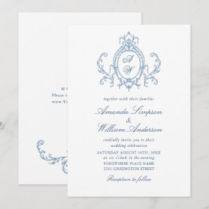 Invitación Boda azul oxidado y floral de Grace