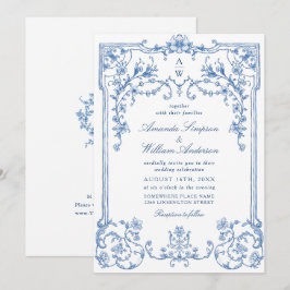 Invitación Boda azul oxidado y floral de Grace