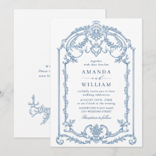 Invitación Boda azul oxidado y floral de Grace