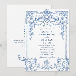 Invitación Boda azul oxidado y floral de Grace