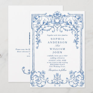 Invitación Boda azul oxidado y floral de Grace