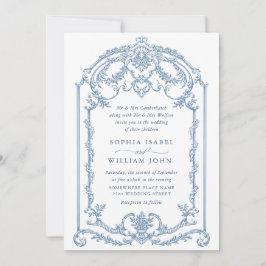 Invitación Boda azul oxidado y floral de Grace