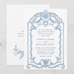 Invitación Boda azul oxidado y floral de Grace