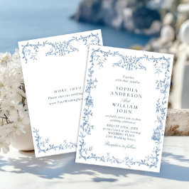 Invitación Boda azul oxidado y floral de Grace
