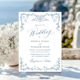 Invitación Boda azul oxidado y floral de Grace