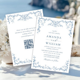 Invitación Boda azul oxidado y floral de Grace