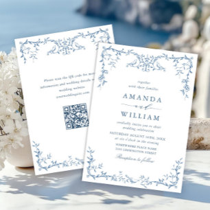 Invitación Boda azul oxidado y floral de Grace