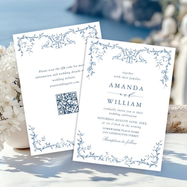 Invitación Boda azul oxidado y floral de Grace (Subido por el creador)