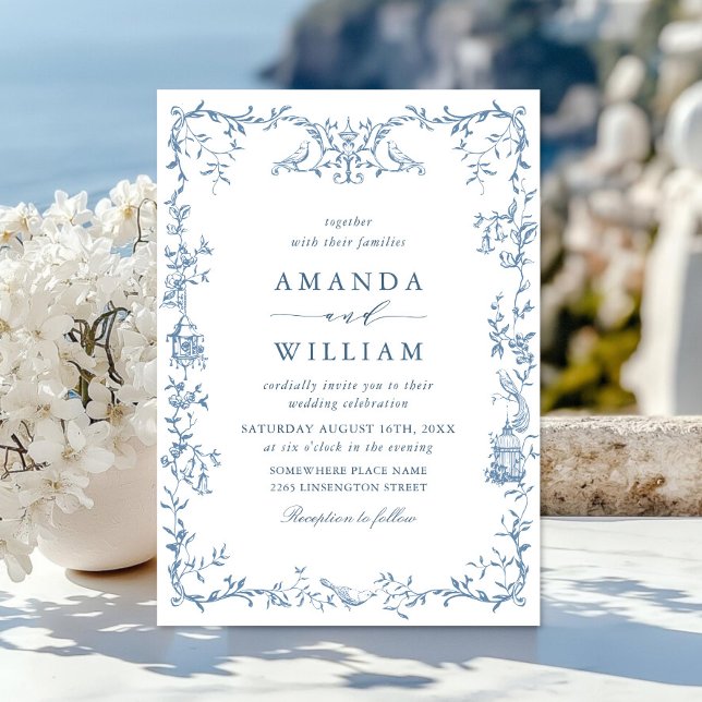 Invitación Boda azul oxidado y floral de Grace (Subido por el creador)