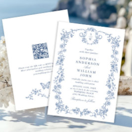 Invitación Boda azul oxidado y floral de Grace