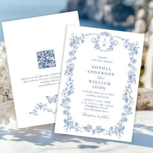 Invitación Boda azul oxidado y floral de Grace