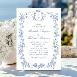 Invitación Boda azul oxidado y floral de Grace