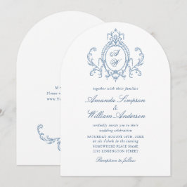 Invitación Boda azul oxidado y floral de Grace