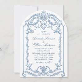 Invitación Boda azul oxidado y floral de Grace