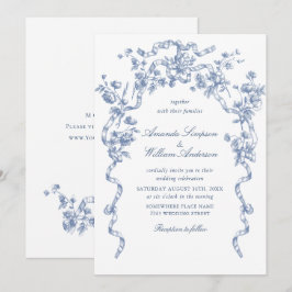 Invitación Boda azul oxidado y floral de Grace