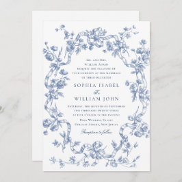 Invitación Boda azul oxidado y floral de Grace
