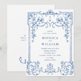 Invitación Boda azul oxidado y floral de Grace