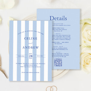 Invitación Boda azul pálido de banda moderna Detalles del cód