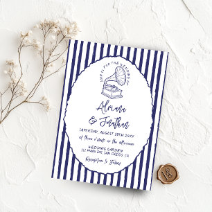 Invitación Boda Azul Pintada a Mano Vintage