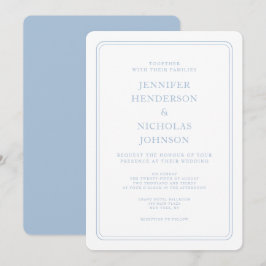 Invitación Boda azul polvo elegante formal