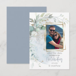 Invitación Boda | Azul polvoriento sobre la luna enamorada