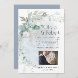 Invitación Boda | Azul polvoriento sobre la luna enamorada