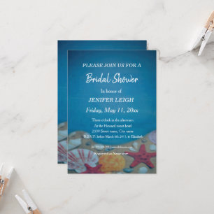 Invitación Boda azul profundo de playa ducha de novia
