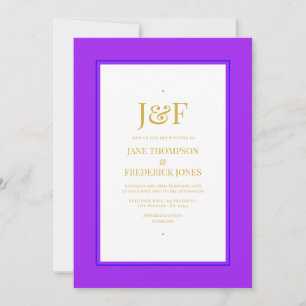 Invitación Boda Azul, Púrpura, Dorado y Negro de Moda