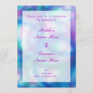 Invitación Boda azul, púrpura y verde azulada