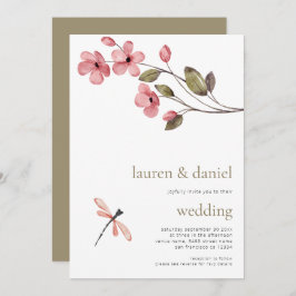 Invitación Boda azul QR de la libélula silvestre minimalista