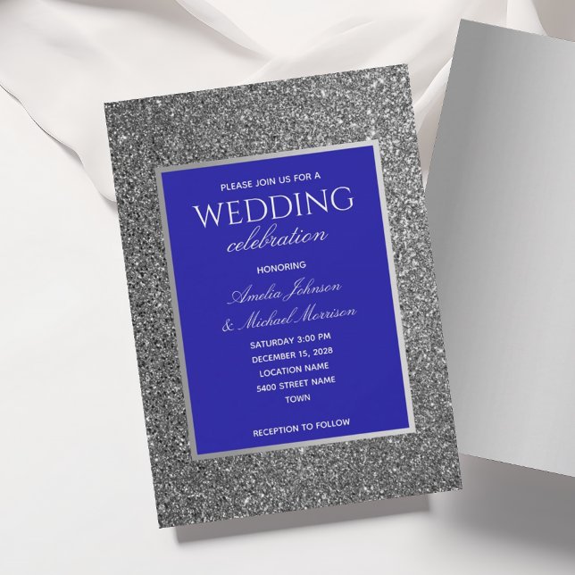 Invitación Boda Azul Real y Plata (Subido por el creador)