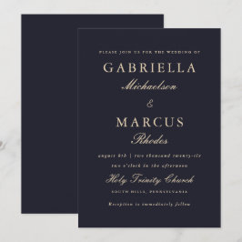 Invitación Boda azul sencillo y elegante