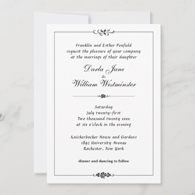 Invitación Boda azul turbio de Art Nouveau (Anverso)