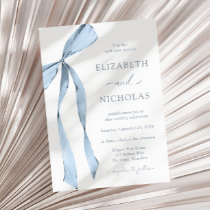 Invitación Boda azul turbio de cinta de color de agua