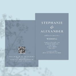 Invitación Boda azul turbio del código QR moderno